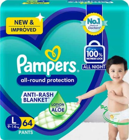 Pampers All Round Protection Pants Large (64 Count) Lotion With Aloe Vera